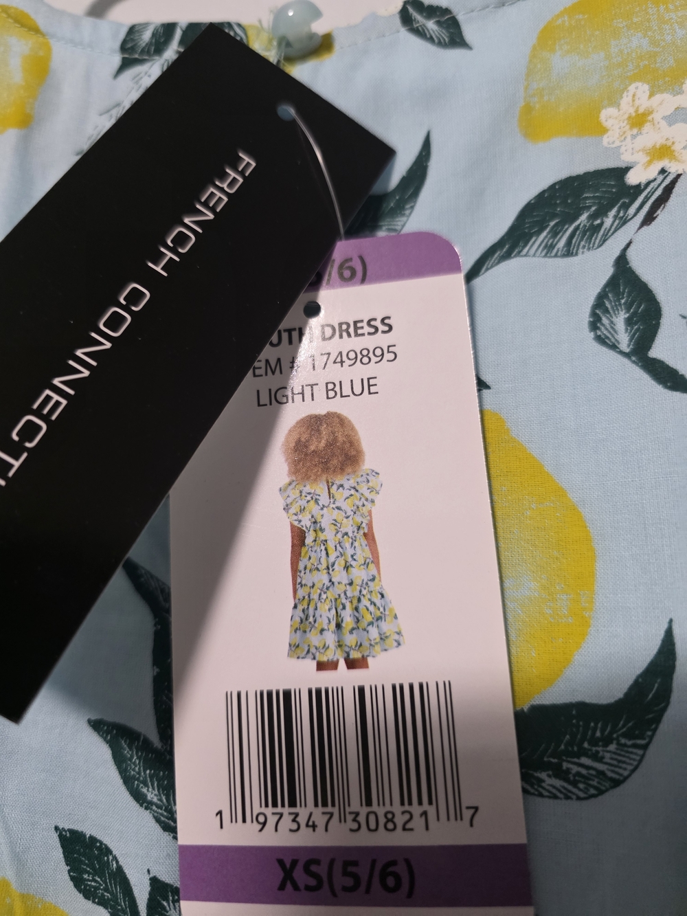 5/6 French Connection Girls Lemon Print Flutter Dress NWT - Yellow & Light Blue - Picture 6 of 9